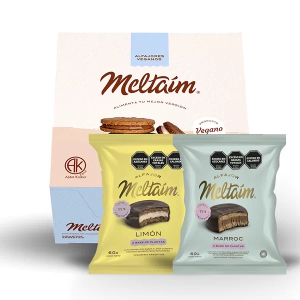 ALFAJORES MELTAÍM PROTEICOS LIMÓN Y MARROC BAÑADOS