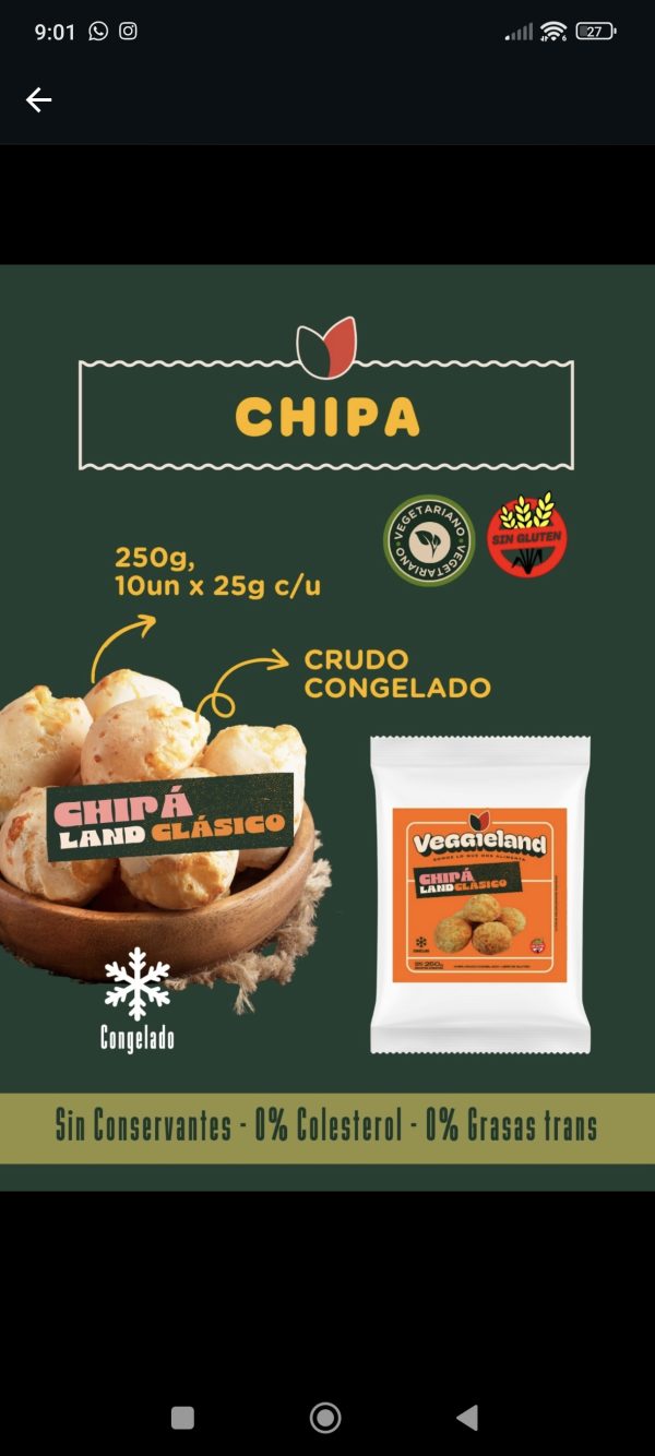 VEGGIELAND CHIPA CONGELADO VEGETARIANO - Imagen 2