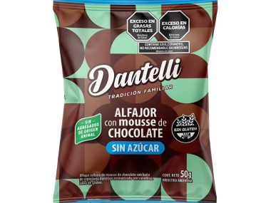 DANTELLI ALFAJOR MOUSSE DE CHOCOLATE SIN AZÚCAR x12