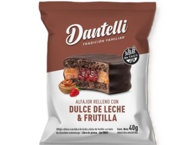 ALFAJOR DANTELLI DULCE DE LECHE Y FRUTILLA x12